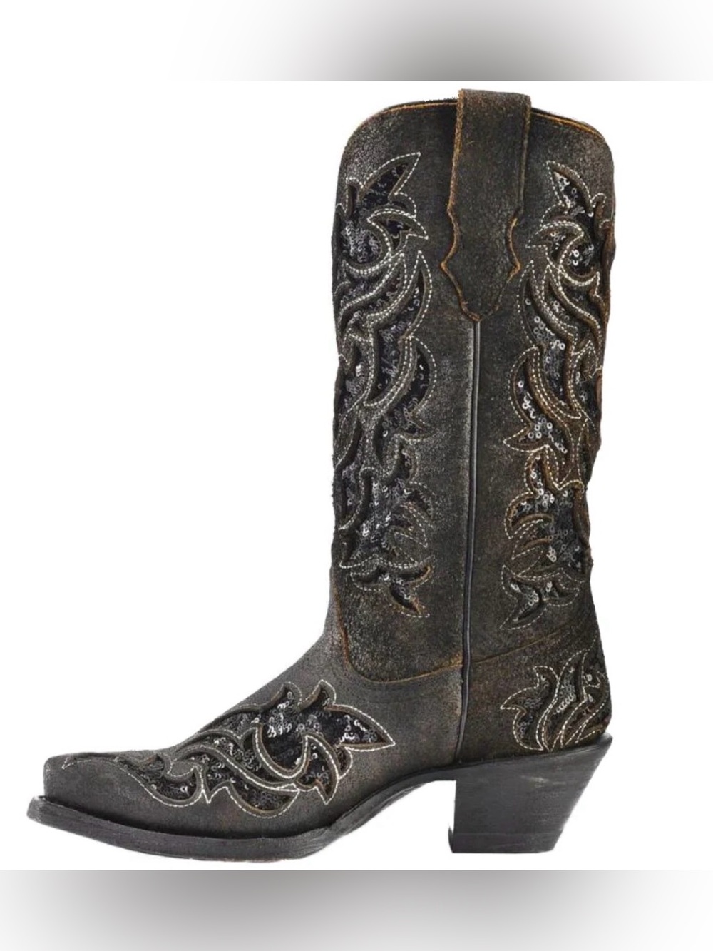 Corral women’s brown cowboy western boots black sequins size 8